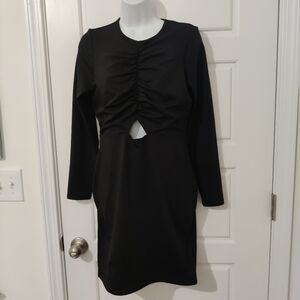 EXPRESS Body Contour Long Sleeve Cutout Mini Dress, Black, Medium NWOT